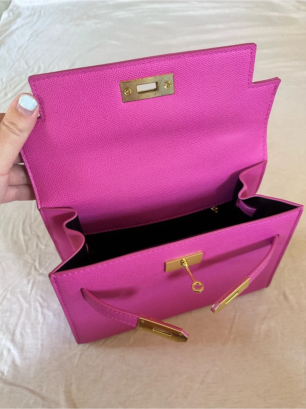 Pink Structured Top-Handle Women's Bag